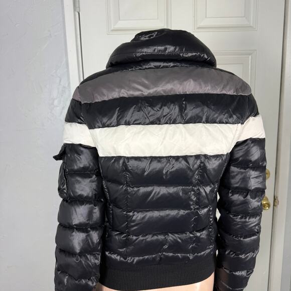 Sam New York Women's Jacket Small Down Stripe Full zip Coat Puffer Designer B3-2 - Picture 3 of 5